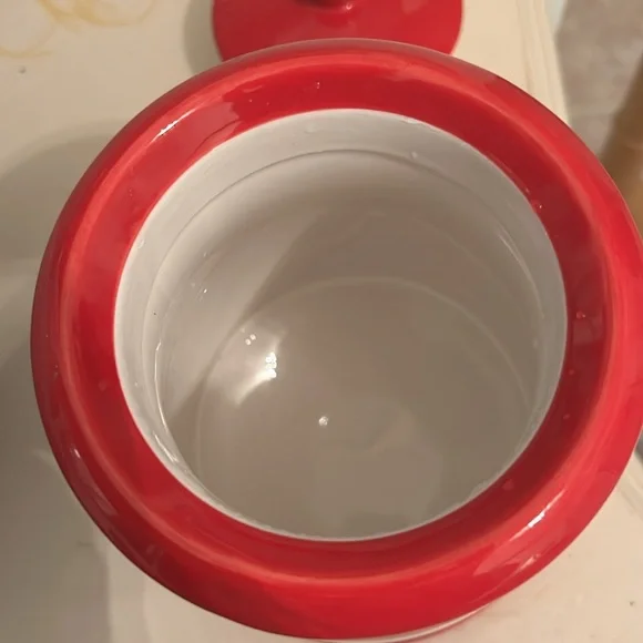 TERRAMOTO CERAMIC Canister red and white stripe - Picture 2 of 5